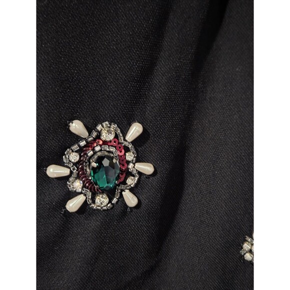 Corey Lynn Calter Mini Dress Womens XS Black Embellished Puff Sleeve Beaded Gem - Picture 4 of 8